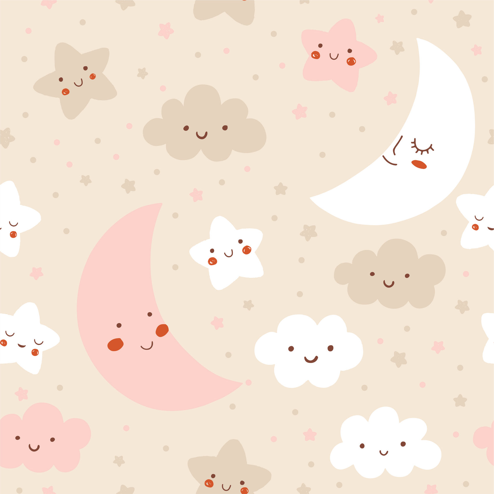Seamless Cute Baby Pattern Nursery Wallpaper Background