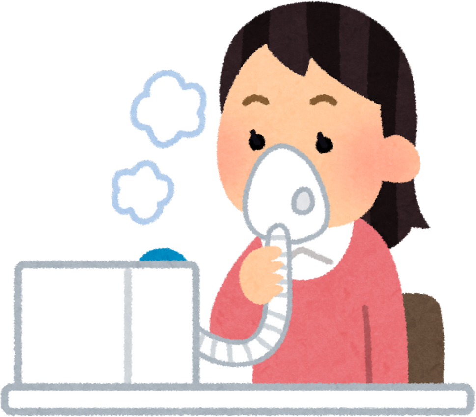 Illustration of a Girl Using a Nebulizer