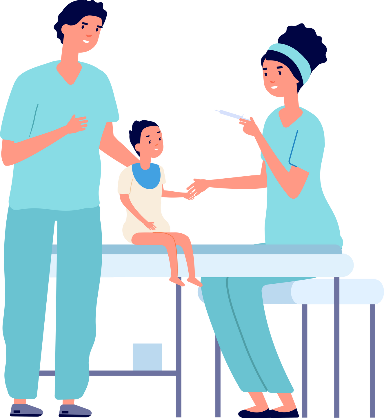 Vaccination Flat pediatrician kids vaccine